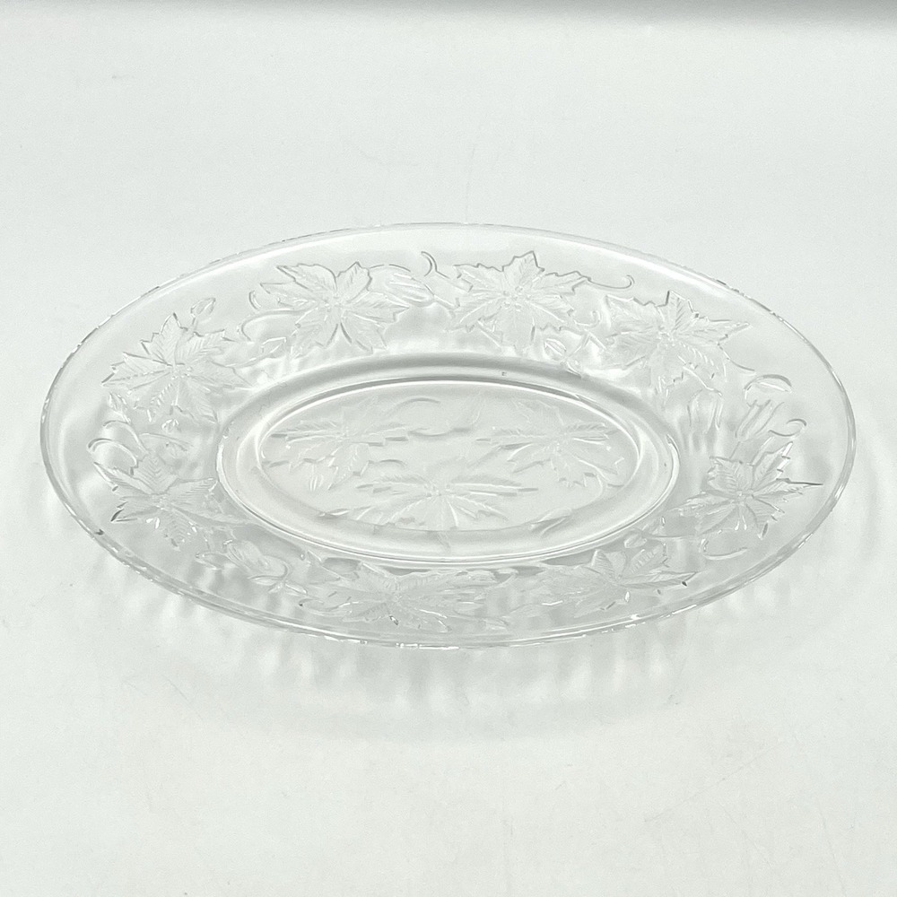 Vintage 1980s Princess House Fantasia Gravy Boat Underplate Poinsettia Glass